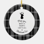 スタグヘッドを白黒の格子縞に表示 セラミックオーナメント (裏面)