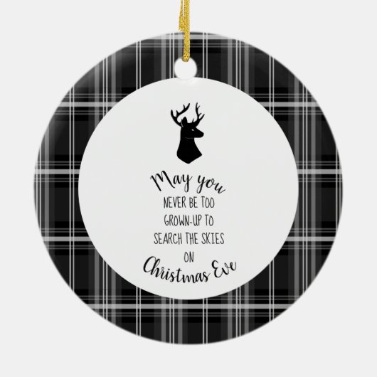 スタグヘッドを白黒の格子縞に表示 セラミックオーナメント (裏面)