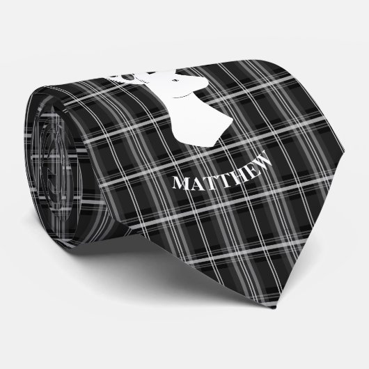 スタグヘッドを白黒の格子縞に表示 ネクタイ (ロール)