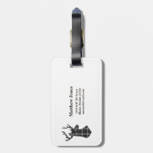 スタグヘッドを白黒の格子縞に表示 ラゲッジタグ (裏面縦)