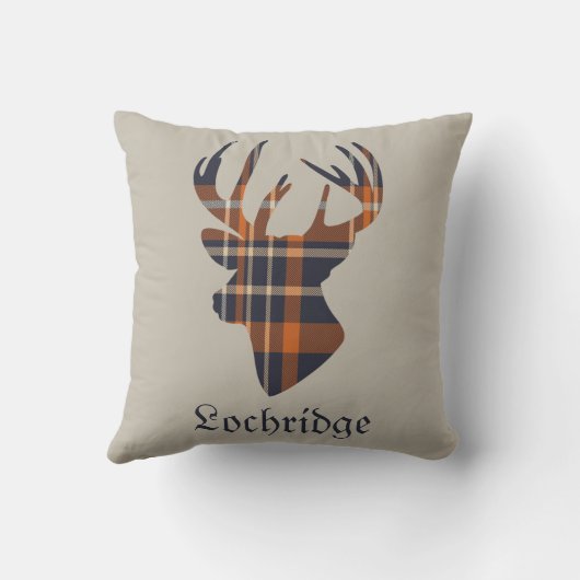 スタグヘッドスコットランドタータンチェックパタパーソナライズされたーン クッション (裏面)