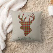 スタグヘッドスコティッシュレッドタータンチェック パーソナライズされた クッション (ブランケット)