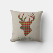 スタグヘッドスコティッシュレッドタータンチェック パーソナライズされた クッション (正面)