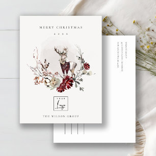 スタグマルサラ葉リースメリークリスマスロゴ シーズンポストカード