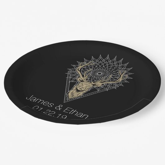 スタグマンダパーソナライズされたラ結婚ズ ペーパープレート (アングル)