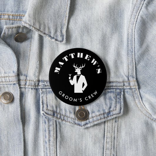 スタグモダンパーティーブラックバチュラーパーティ名前をカスタムする 缶バッジ (インサイチュ)