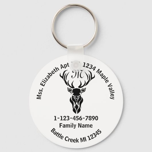 スタグモノグラム失ったファミリーホームアドレス キーホルダー (正面)