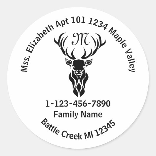 スタグモノグラム失ったファミリーホームアドレス ラウンドシール (正面)