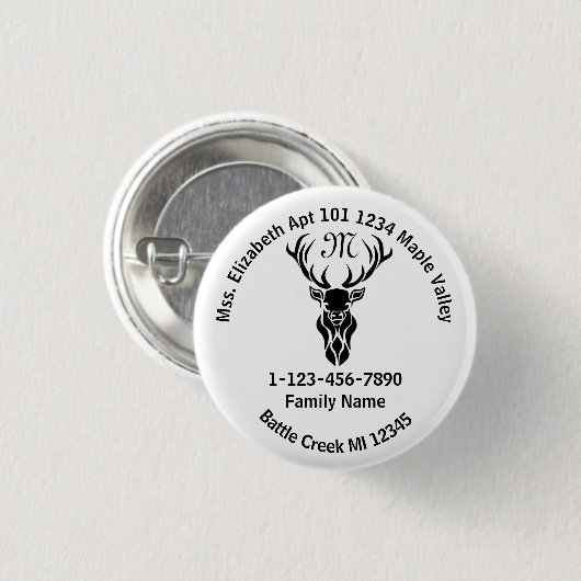 スタグモノグラム失ったファミリーホームアドレス 缶バッジ (正面&裏面)