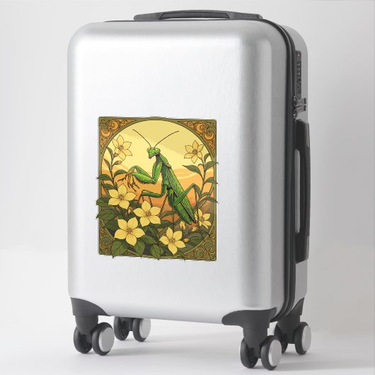 スタグモマンティスと黄色いジャスミンの花 シール (スーツケース)