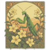 スタグモマンティスと黄色いジャスミンの花 シール (正面)