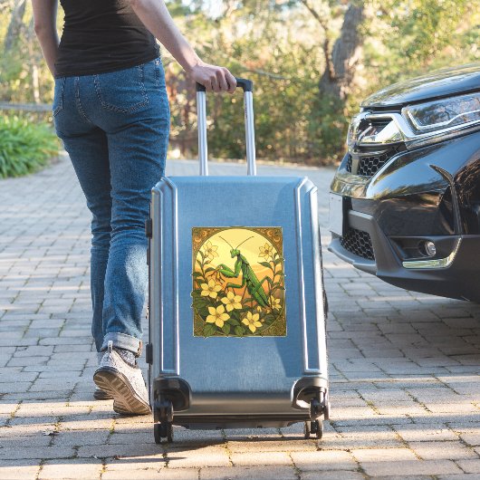 スタグモマンティスと黄色いジャスミンの花 シール (スーツケースインサイチュ)