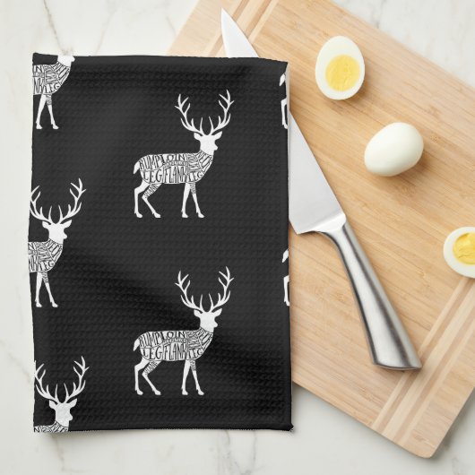 スタグヴェニソンディアエルクゲーム狩り肉切り キッチンタオル (四つ折り)