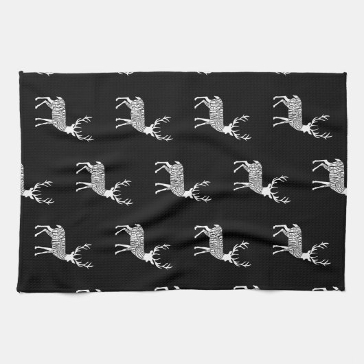 スタグヴェニソンディアエルクゲーム狩り肉切り キッチンタオル (横)