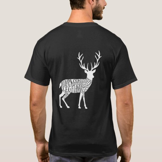 スタグヴェニソンディアエルクゲーム狩り肉切り Tシャツ (裏面)