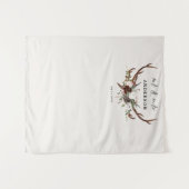 スタグ・ラスティック・ボタニカル ウェディング Mr. and Mrs. スクリプト タペストリー (正面(横))