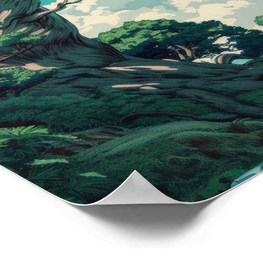 スタジお洒落オジブリインスパイアツリーとキツネポスト ポスター (角)