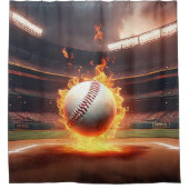 スタジアムで燃える野球 シャワーカーテン (正面)