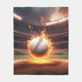 スタジアムで燃える野球 フリースブランケット (正面)