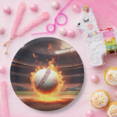 スタジアムで燃える野球 ペーパープレート (パーティー)