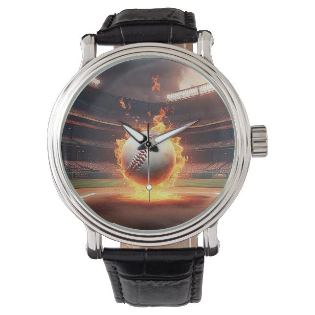 スタジアムで燃える野球 腕時計 (正面)