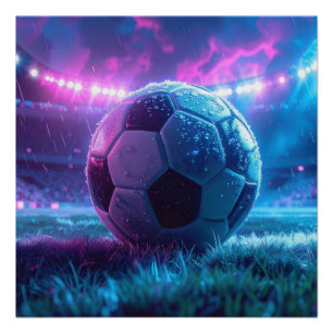 スタジアムの競技場でサッカーの極端な天気 ポスター