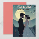 スタジオジブリ風の結婚式延期のお知らせカード セーブザデート (正面/裏面)