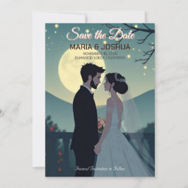 スタジオジブリ風の結婚式延期のお知らせカード セーブザデート