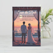 スタジオジブリ風の結婚式延期のお知らせカード セーブザデート (スタンド正面)