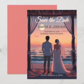 スタジオジブリ風の結婚式延期のお知らせカード セーブザデート (正面/裏面)