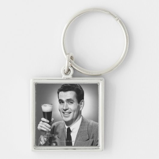 スタジオB&Wのビールのガラスを握ることに人を配置して下さい キーホルダー (正面)