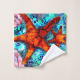 スタッお洒落フィシーシェルビーチティール（緑がかった色）ピンク ウォッシュタオル