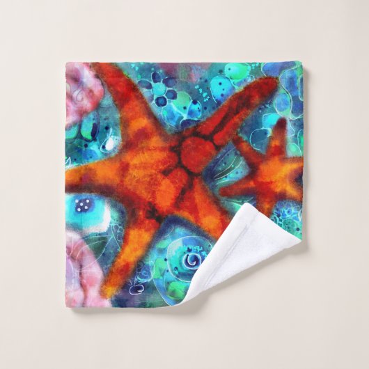 スタッお洒落フィシーシェルビーチティール（緑がかった色）ピンク ウォッシュタオル (ウォッシュタオル)