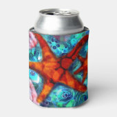 スタッお洒落フィシーシェルビーチティール（緑がかった色）ピンク 缶クーラー (缶正面)