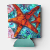 スタッお洒落フィシーシェルビーチティール（緑がかった色）ピンク 缶クーラー (裏面)