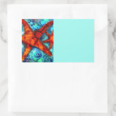 スタッお洒落フィシーシェルビーチティール（緑がかった色）ピンク 長方形シール (バッグ)