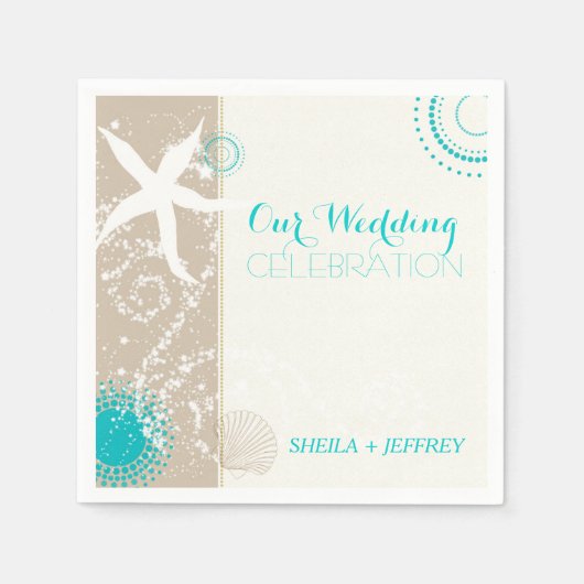 スタッお洒落フィッシュ+ビーチサンド結婚ズ スタンダードカクテルナプキン (正面)