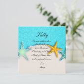 スタッかわいらしフィッシュ夏ビーチメイド・オブ・オーナー(花嫁付き添い人)カード 招待状 (スタンド正面)