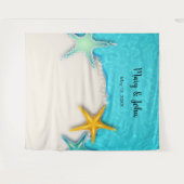 スタッかわいらしフィッシュ夏ビーチ結婚式背景 タペストリー (正面(横))