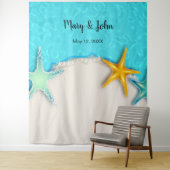 スタッかわいらしフィッシュ夏ビーチ結婚式背景 タペストリー (インサイチュ)
