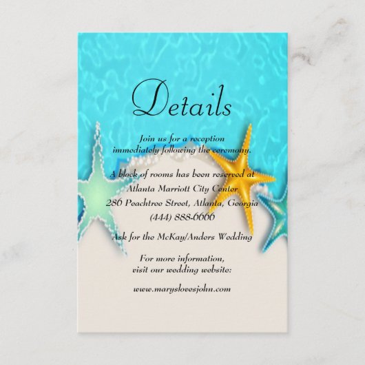 スタッかわいらしフィッシュ夏ビーチ結婚式詳細 エンクロージャーカード (正面)