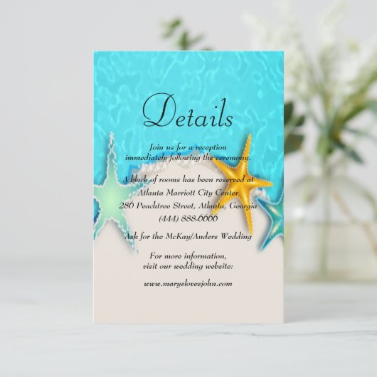 スタッかわいらしフィッシュ夏ビーチ結婚式詳細 エンクロージャーカード (スタンド正面)