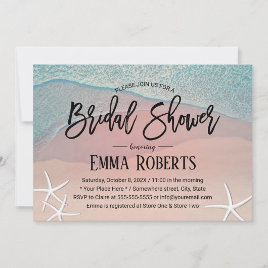 スタッエレガントフィッシュビーチ結婚式ブライダルシャワー 招待状 (正面)