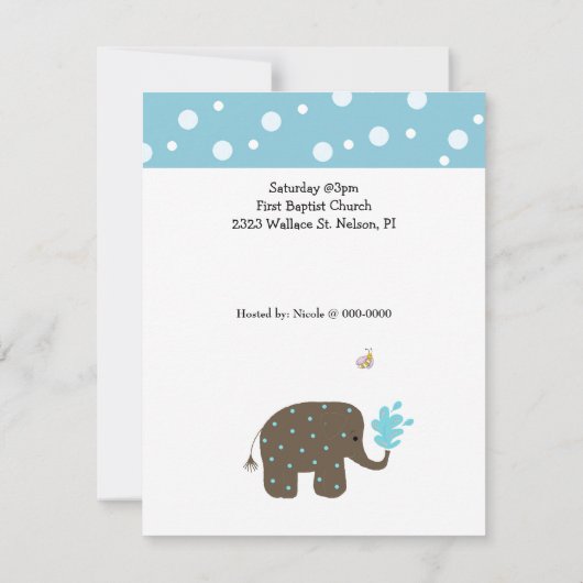 スタッキングゾウ赤ちゃんシャワー招待状 招待状 (裏面)