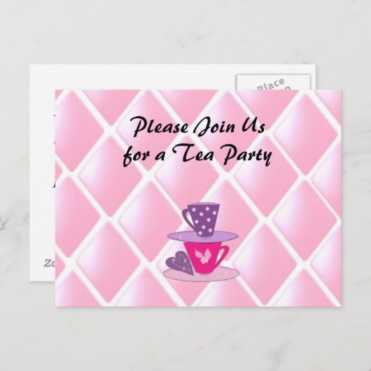スタッキングティーカップステアパーティの招待状 インビテーションポストカード (正面/裏面)