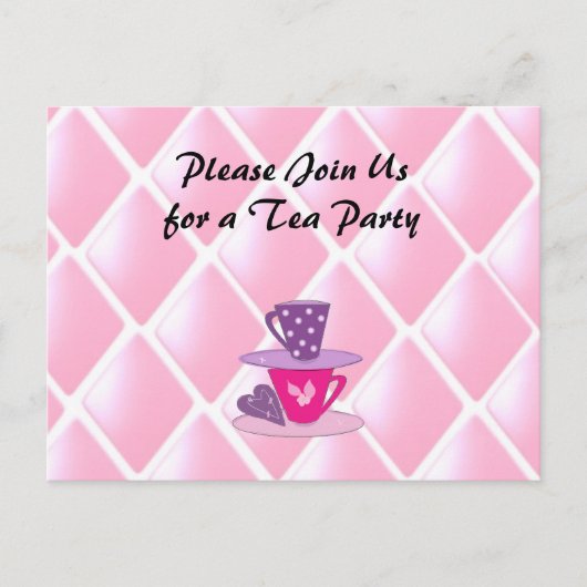 スタッキングティーカップステアパーティの招待状 インビテーションポストカード (正面)