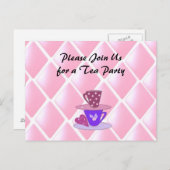 スタッキングティーカップステアパーティの招待状 インビテーションポストカード (正面/裏面)