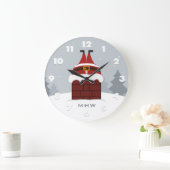 スタックおもしろいサンタカスタムモノグラムの壁時計 ラージ壁時計 (ホーム)