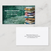 スタックのブックプライベートチューターエメラルドビジネスカード 名刺 (正面/裏面)