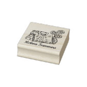 スタックの本、オープンブック、花の蔵書票 ラバースタンプ (スタンプ)